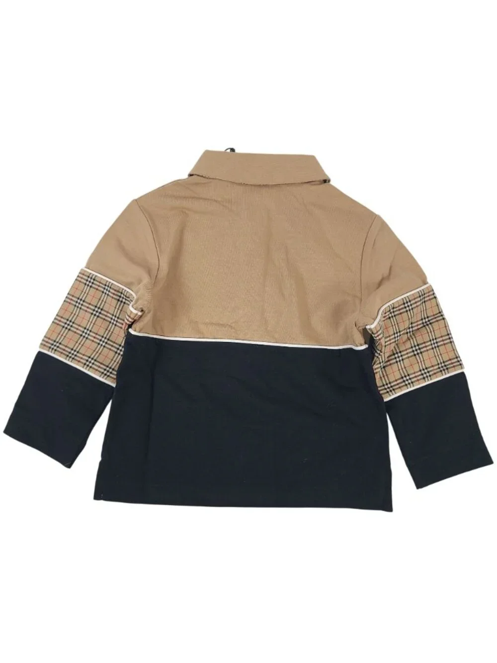 NEW Burberry Toddler Polo Shirt Beige & Black Panel Design Long Sleeves Size 2Y
